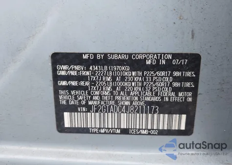 2018 Subaru Crosstrek 2.0I Premium из США, поврежденный, VIN JF2GTADC4J8211173